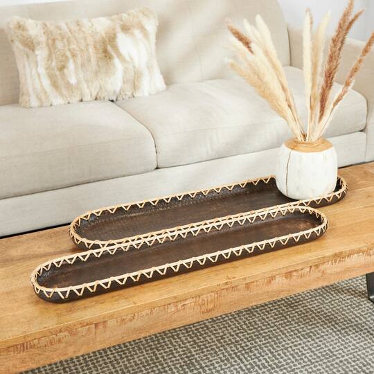 Dark Brown Mango Wood Nesting Tray Set